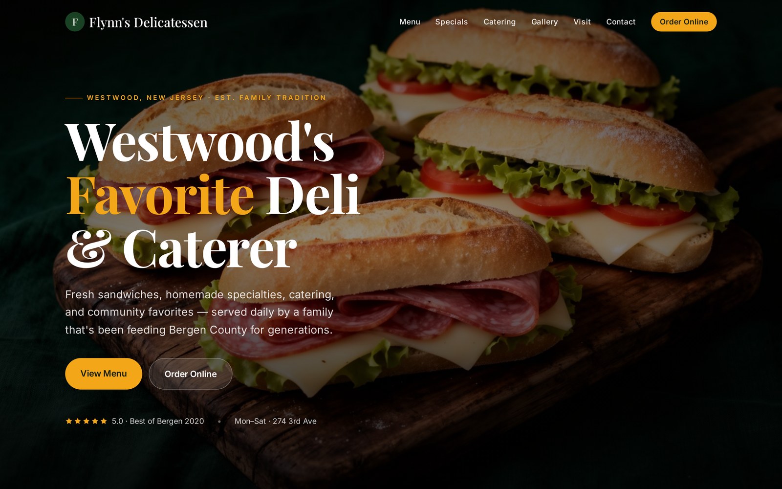 Flynn's Deli website preview